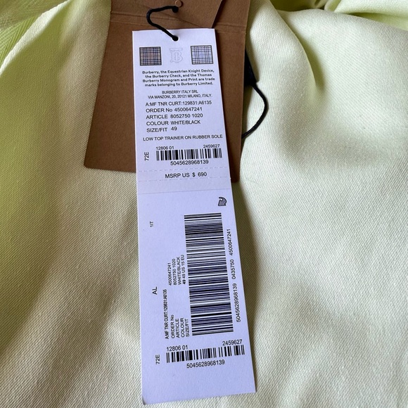 Burberry Low Top Slip On Trainer on Rubber Sole Sz 15 - Picture 12 of 15